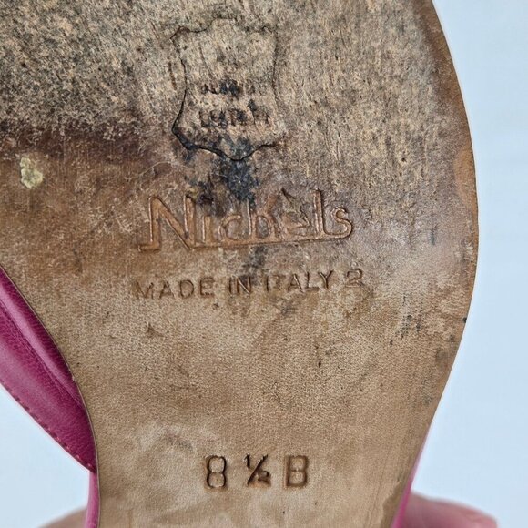 Vintage Nickles Size 8.5B Pink Leather D'Orsay Heels Leather Flower Accent Italy - Picture 12 of 14